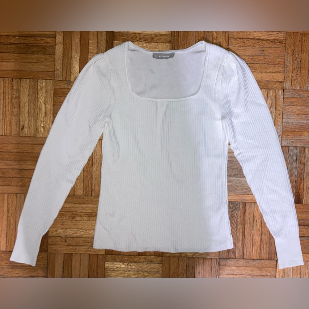 Everlane White Viscose Nylon Blend Ribbed Sweater S